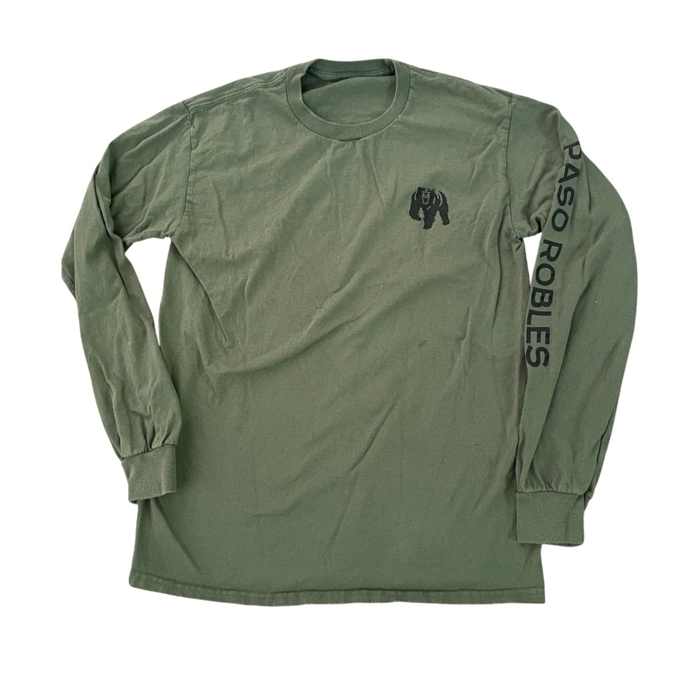 California Coast Beer Company T-Shirt XS Paso‎ Robles CA Grizzly Bear Green Long